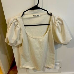 Reformation jeans puffed sleeve tshirt
